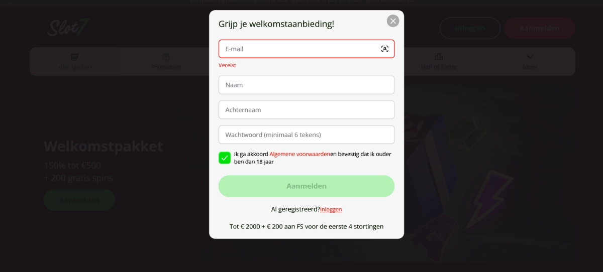 slot7 casino registratie
